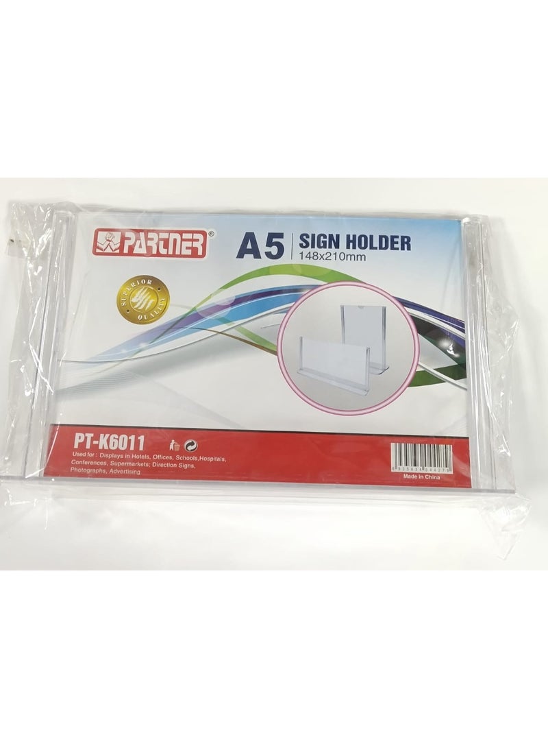 بارتنر حامل لافتات أكريليك PT-K6011 مقاس A5، 148 × 210 مم - Image 2